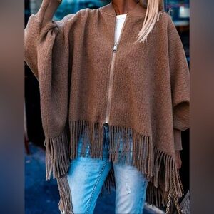 Brown Fringe Women's Sweater